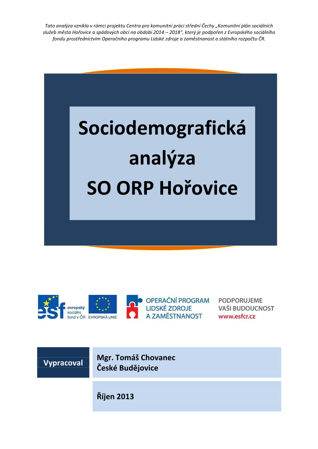 Sociodemografická Analýza SO ORP Hořovice