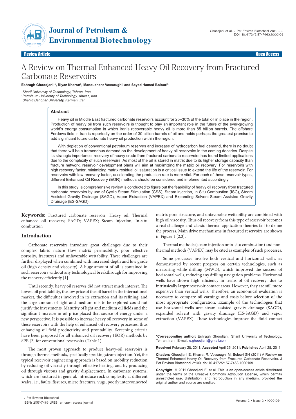 A Review on Thermal Enhanced Heavy Oil