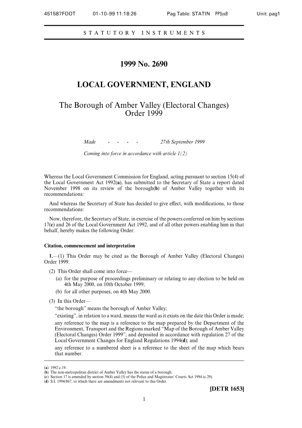 1999 No. 2690 LOCAL GOVERNMENT, ENGLAND The