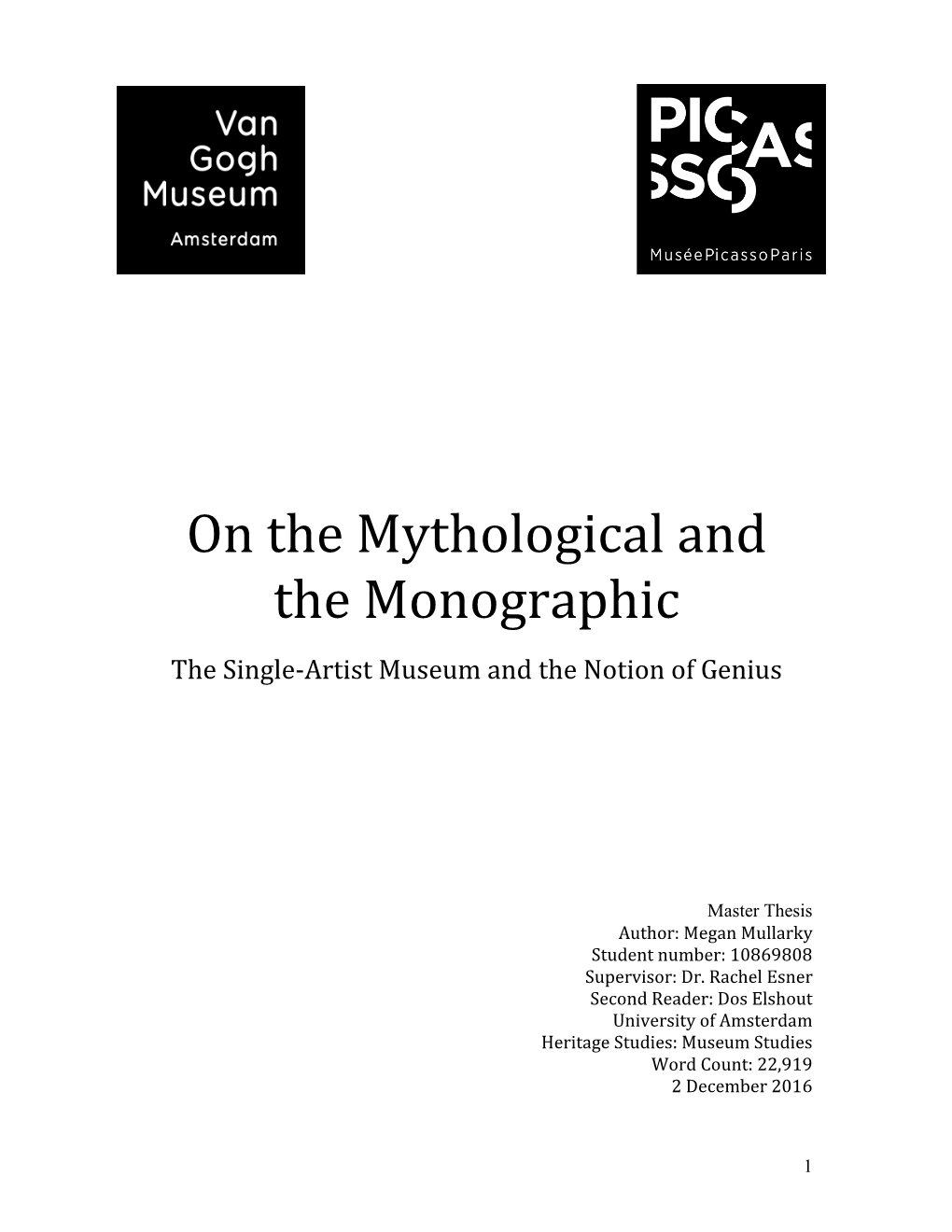 On the Mythological and the Monographic