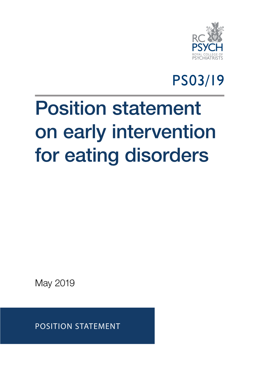 Position Statement on Early Intervention for Eating Disorders