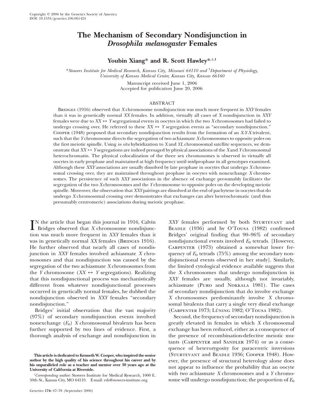 The Mechanism of Secondary Nondisjunction in Drosophila Melanogaster Females