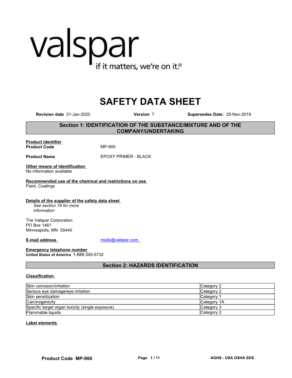 Safety Data Sheet