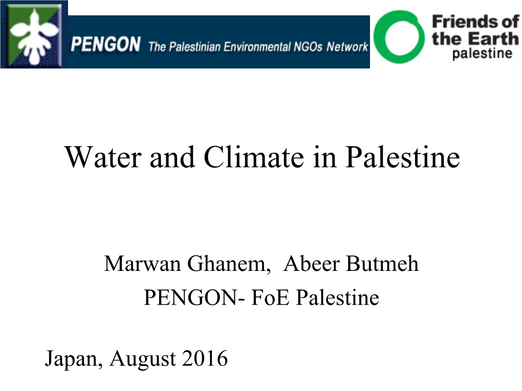 Water and Climate in Palestine