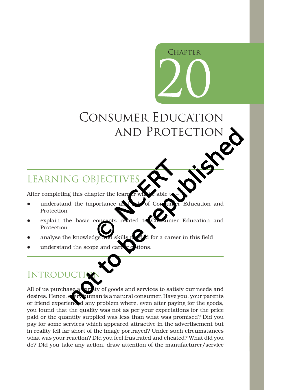 Consumer Education and Protection