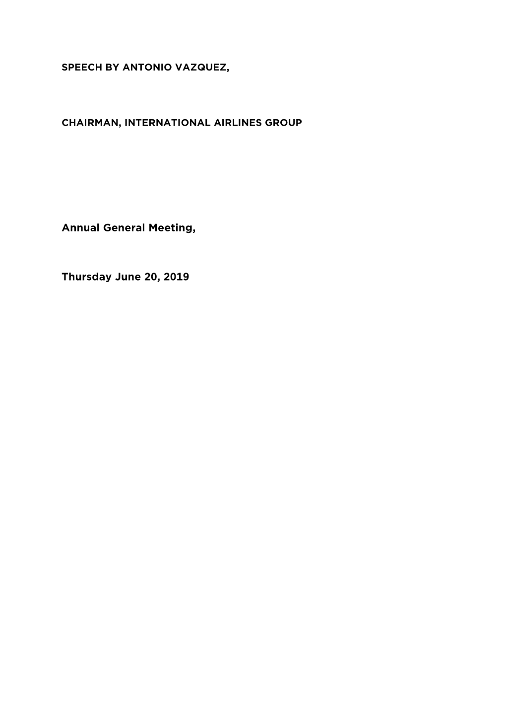 Annual General Meeting, Thursday June