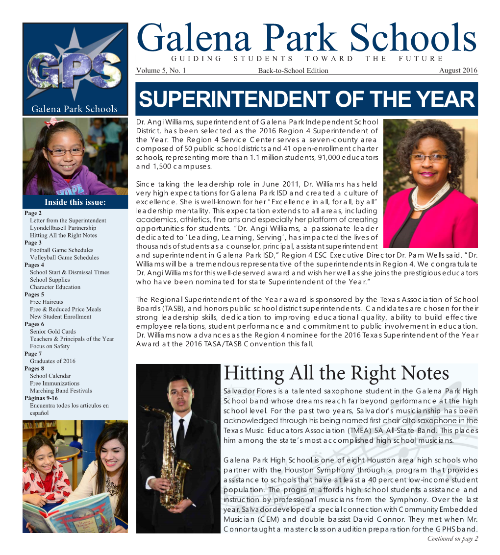 Galena Park Schools SUPERINTENDENT of the YEAR Dr