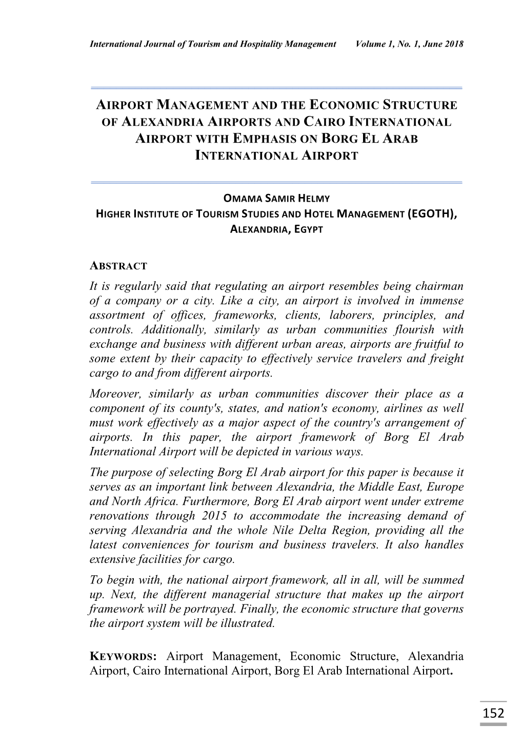 International Journal of Tourism and Hospitality Management Volume 1, No