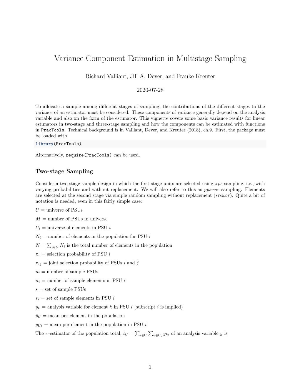 Variance Component Estimation in Multistage Sampling