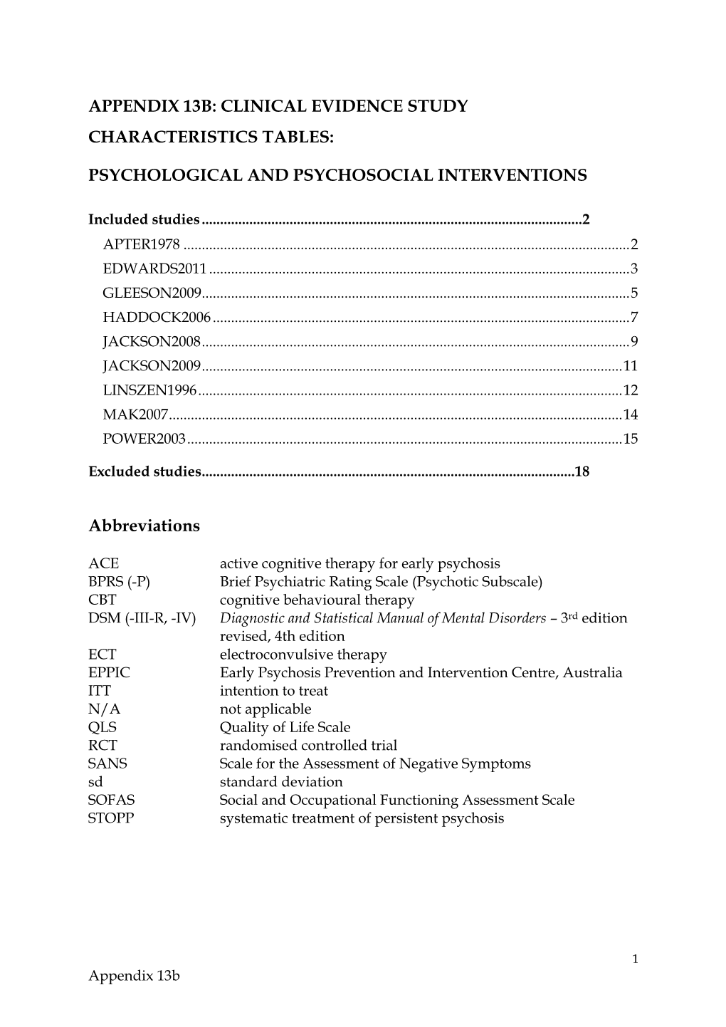 Psychological and Psychosocial Interventions