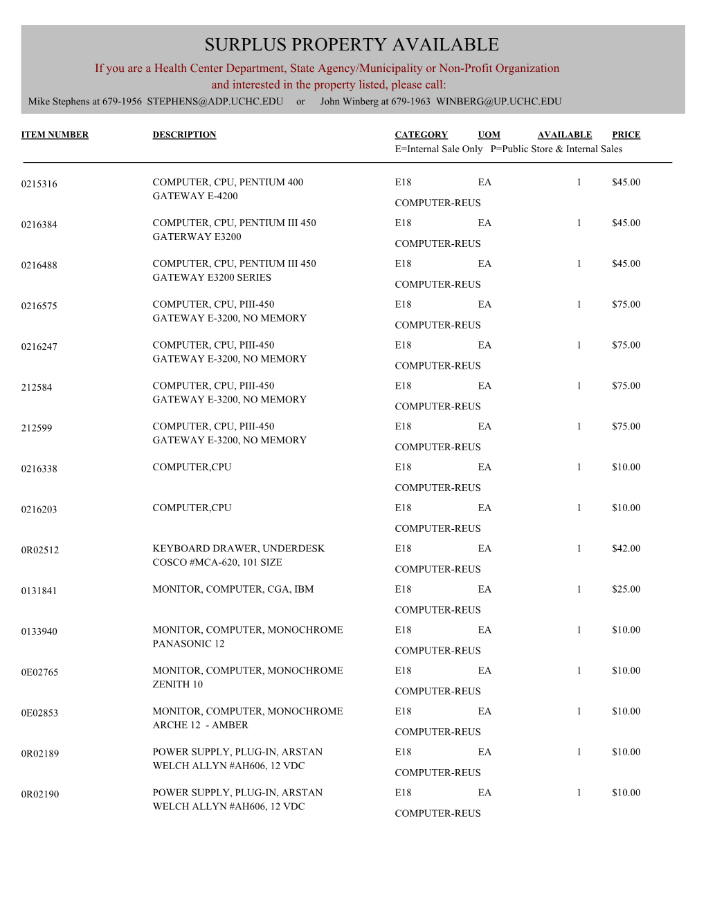 Surplus Property Available