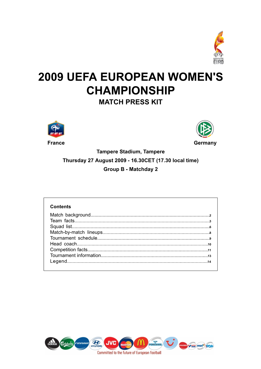 2009 Uefa European Women's Championship Match Press Kit