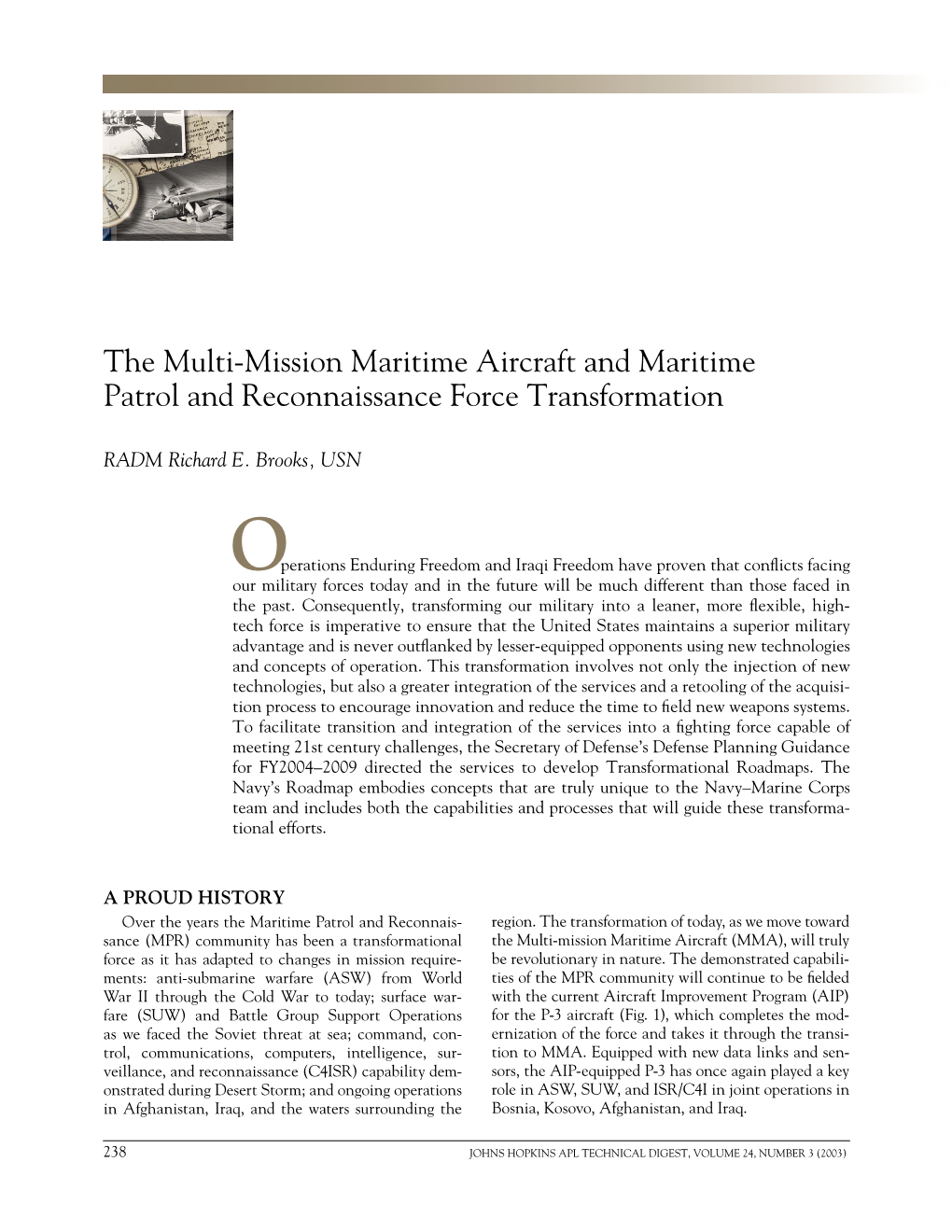 The Multi-Mission Maritime Aircraft and Maritime Patrol and Reconnaissance Force Transformation