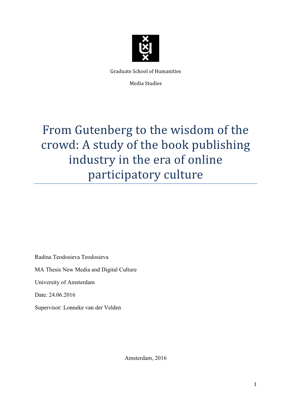 A Study of the Book Publishing Industry in the Era of Online Participatory Culture