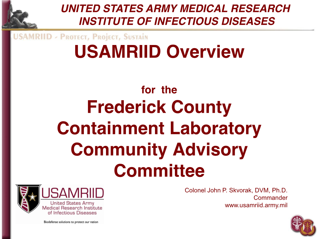 USAMRIID Overview