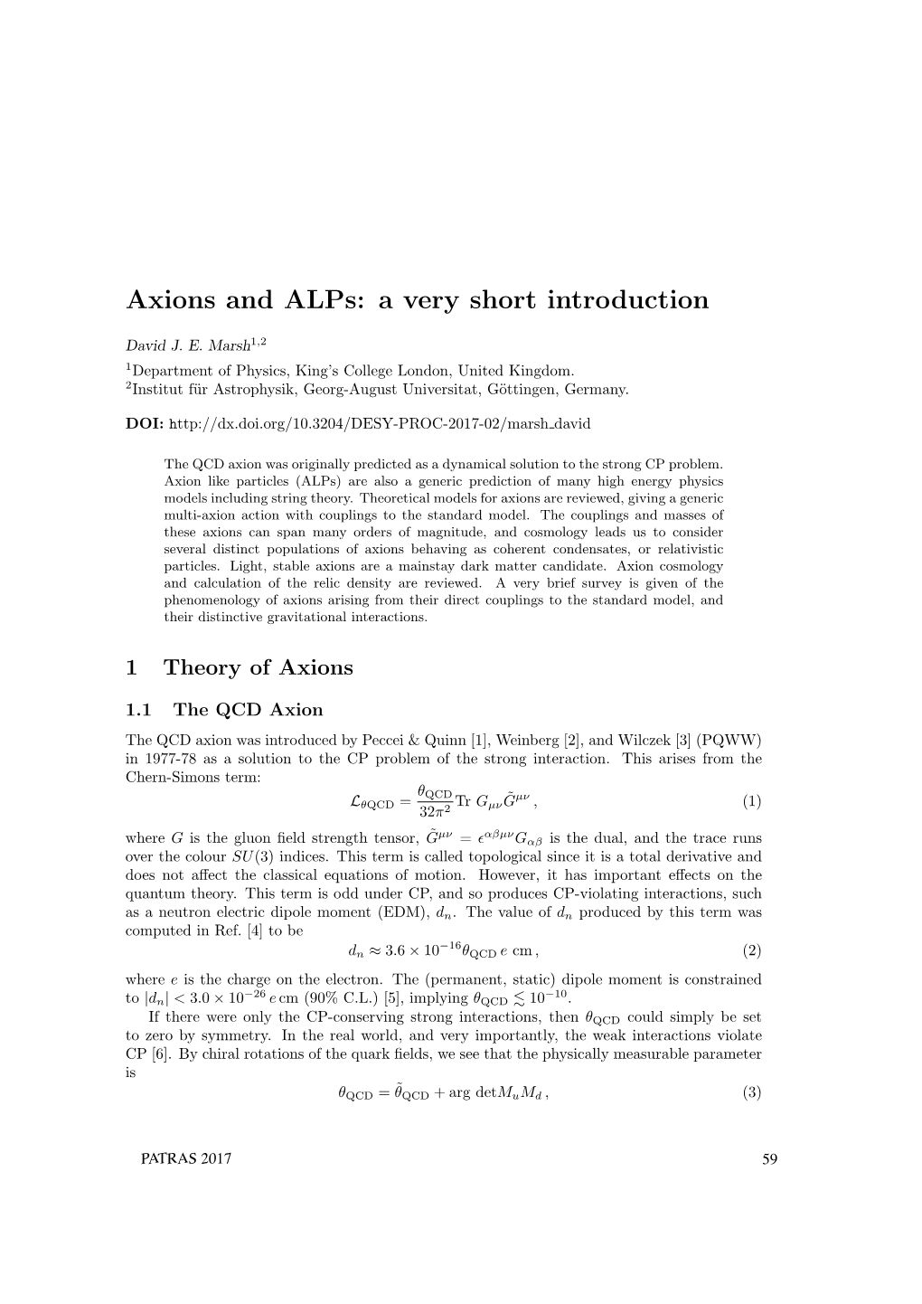 Axions and Alps: a Very Short Introduction