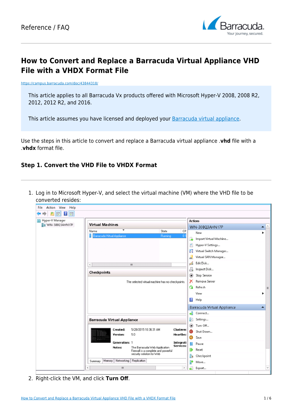 How to Convert and Replace a Barracuda Virtual Appliance VHD File with a VHDX Format File