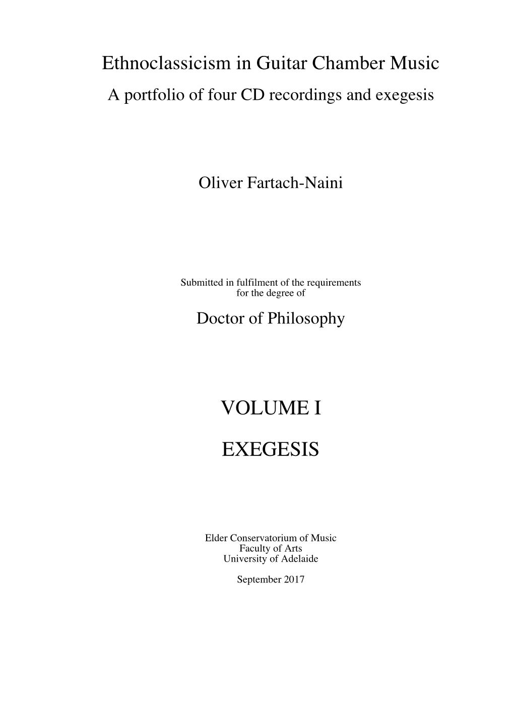 Volume I Exegesis