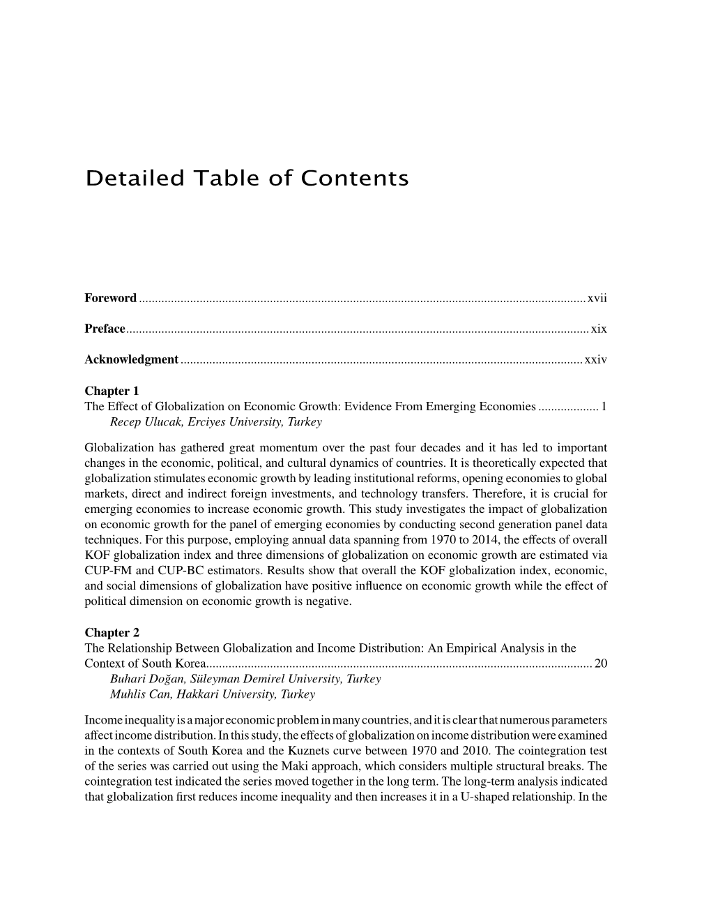 Detailed Table of Contents