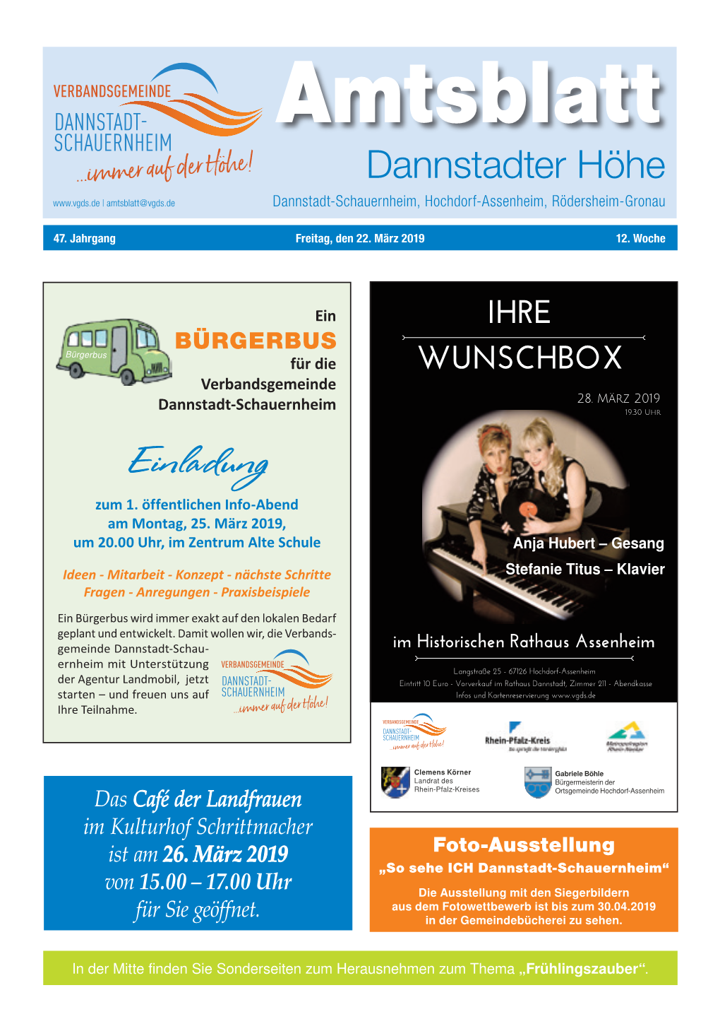 Amtsblatt Dannstadter Höhe | Amtsblatt@Vgds.De Dannstadt-Schauernheim, Hochdorf-Assenheim, Rödersheim-Gronau