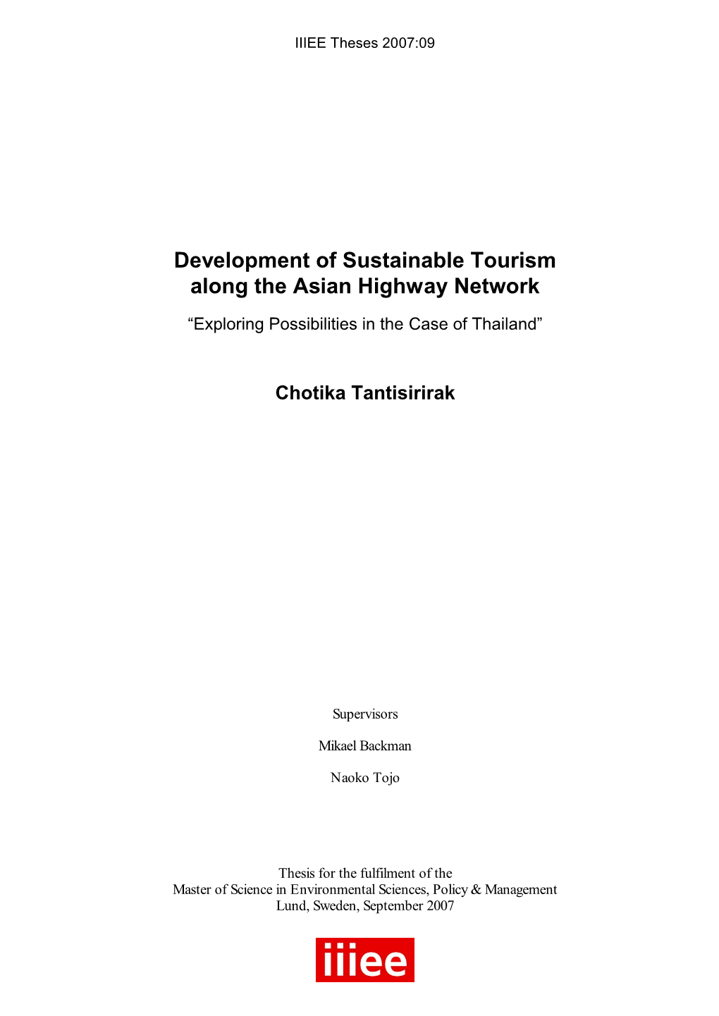 Development of Sustainable Tourism Along the Asian Highway Network