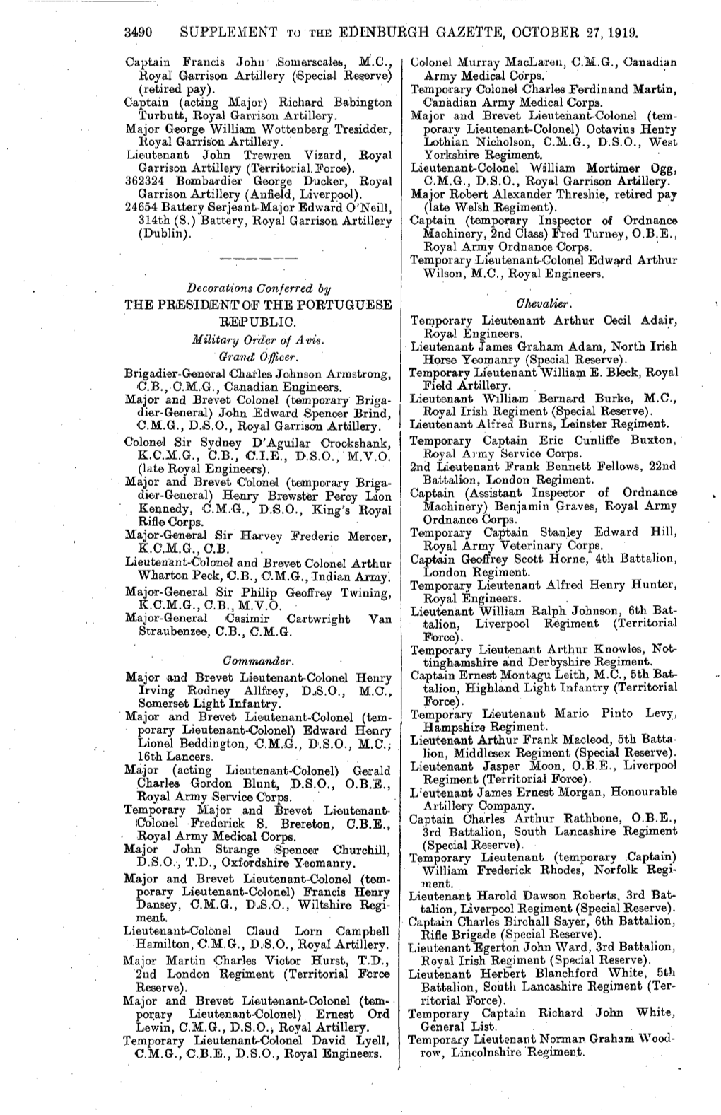 3490 Supplement to the Edinburgh Gazette, October 27,1919