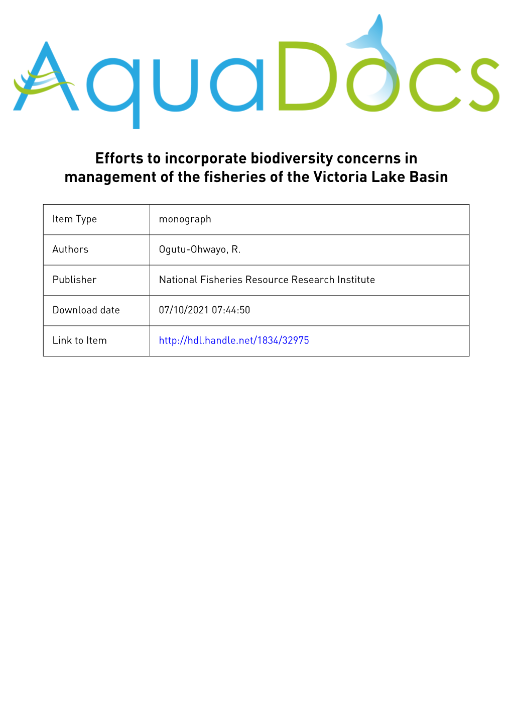 Efforts to Incorporatebiodiyersi~Concerns In