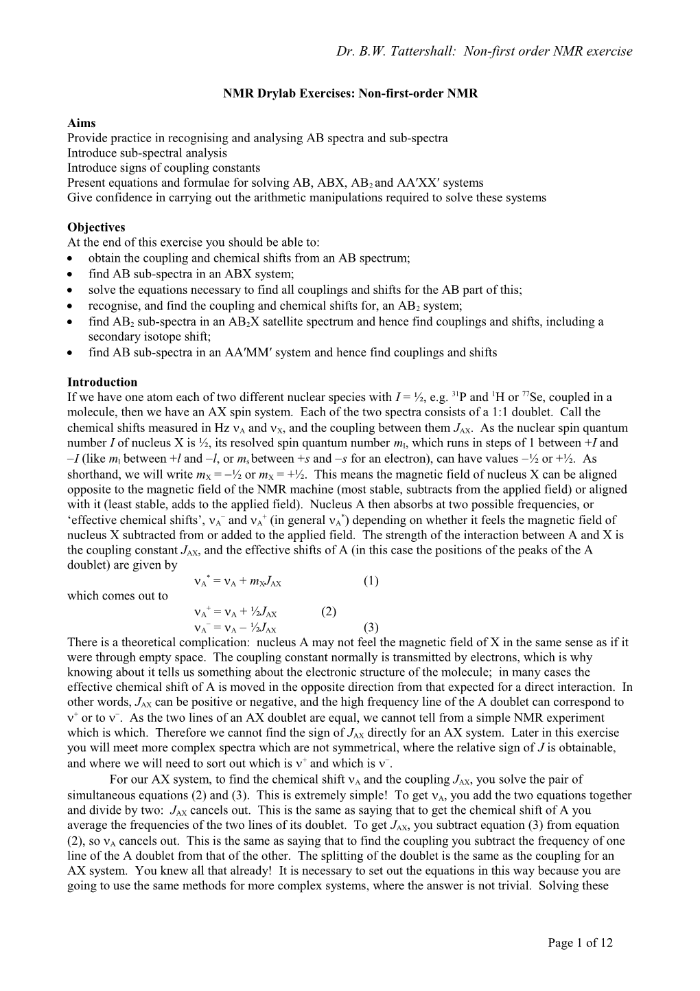 NMR Part 3: Non-First-Order NMR