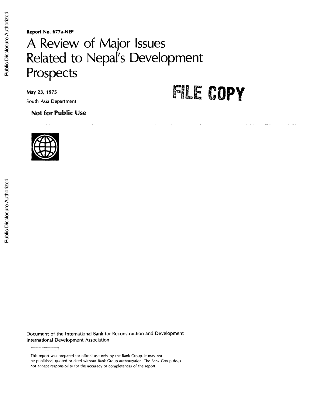 A Review of Major Issues Related to Nepal's Development Prospects