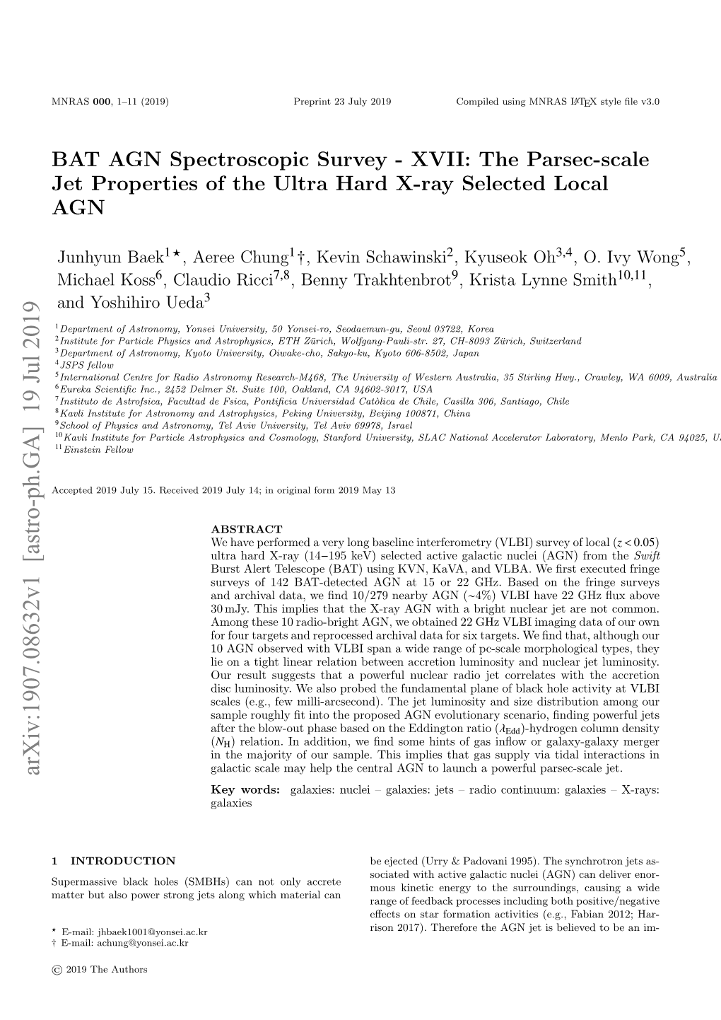 The Parsec-Scale Jet Properties of the Ultra Hard X-Ray Selected Local AGN