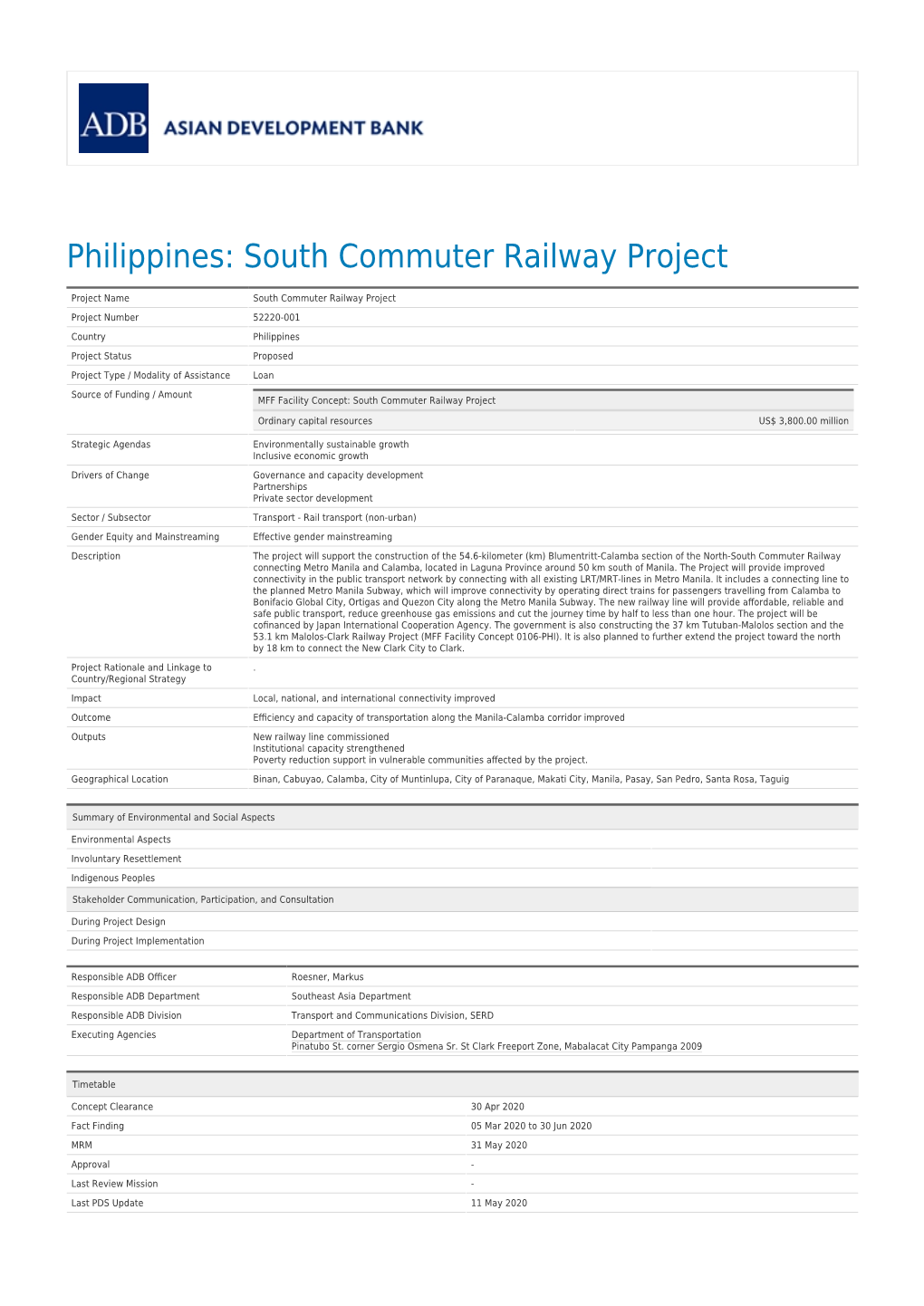 South Commuter Railway Project