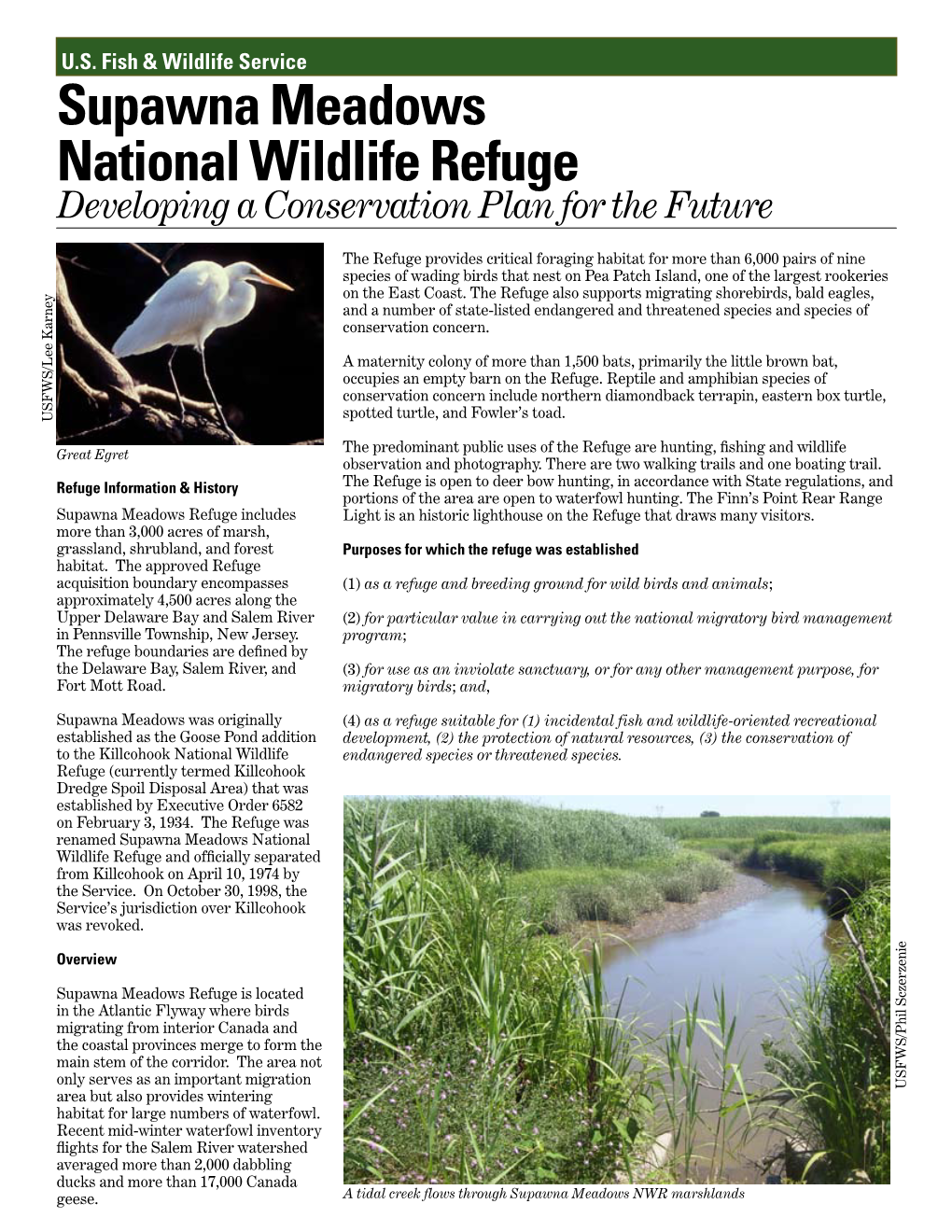 Supawna Meadows National Wildlife Refuge Developing a Conservation Plan for the Future