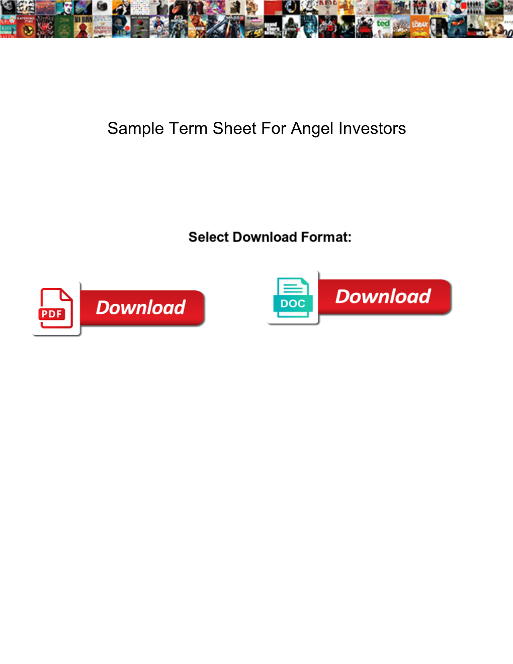 Sample Term Sheet for Angel Investors