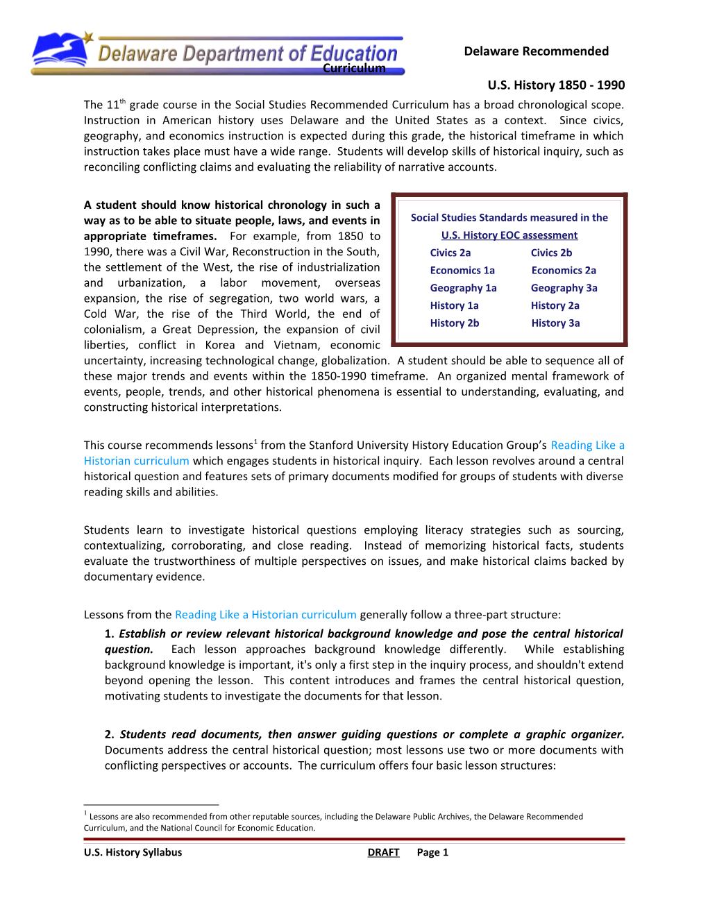 The 11Th Grade Course In The Social Studies Recommended Curriculum Has A Broad Chronological Scope