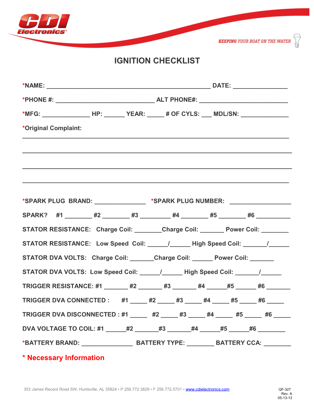 QF-327-Ignition Checklist