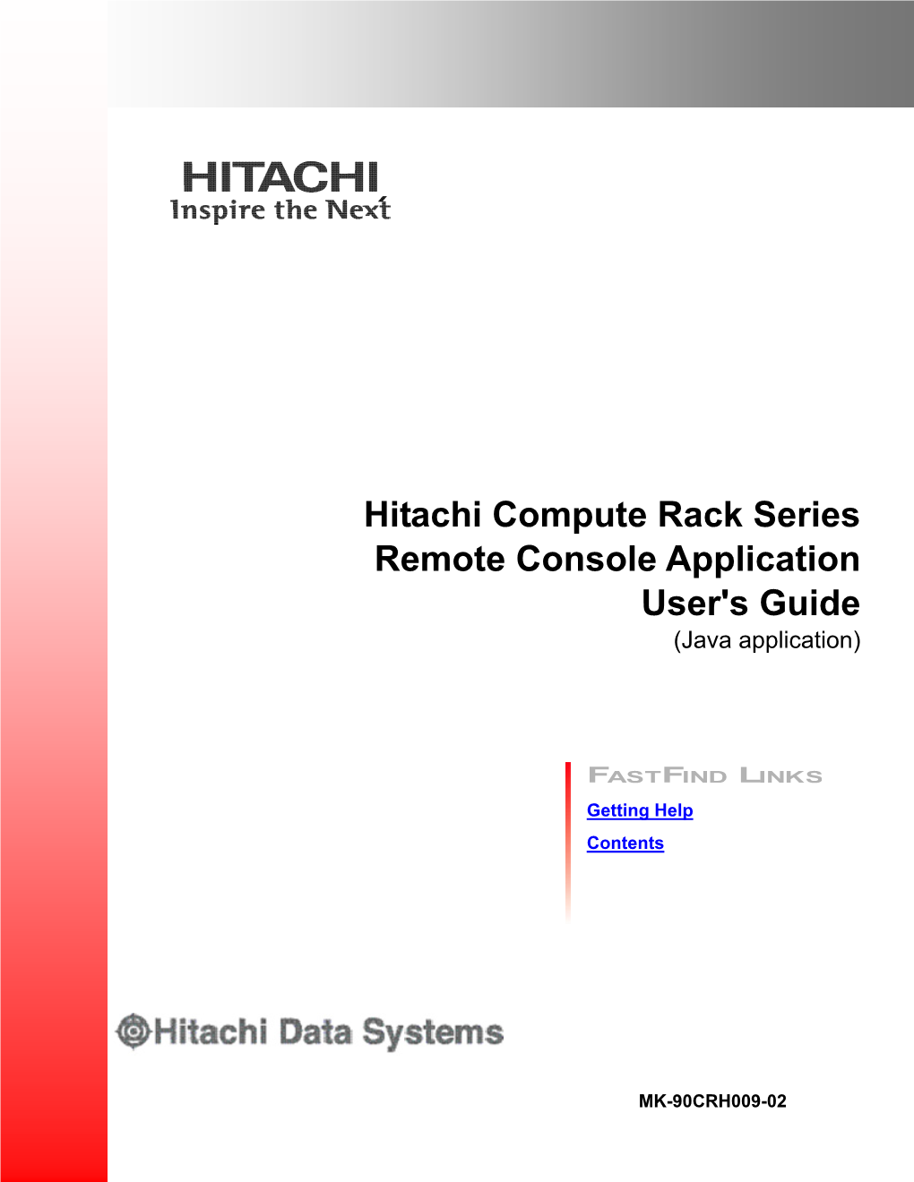 Hitachi Compute Rack Series Remote Console Application User's Guide (Java Application)