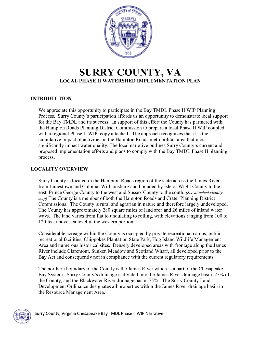 Surry County Phase II Watershed Implementation