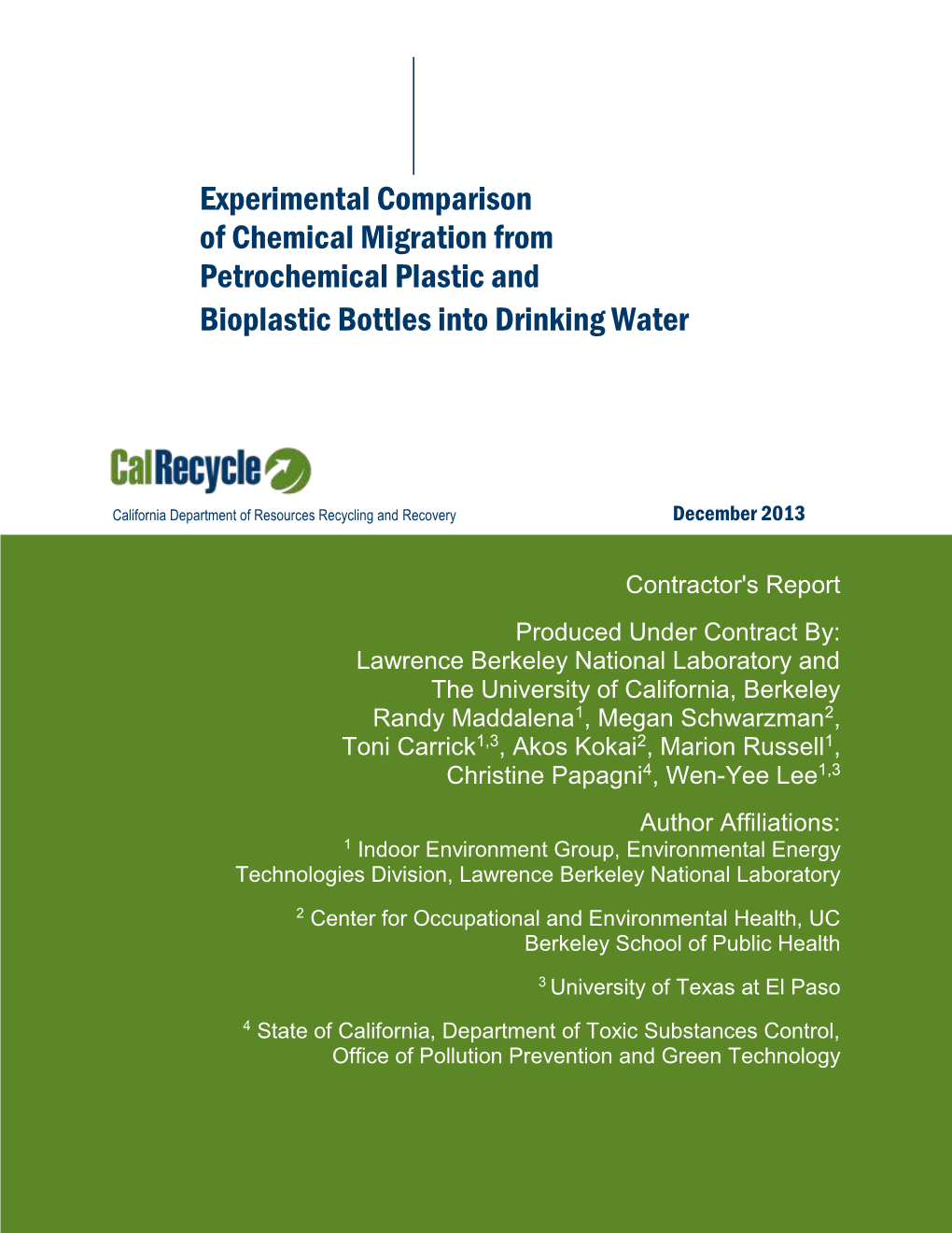 Experimental Comparison of Chemical Migration From