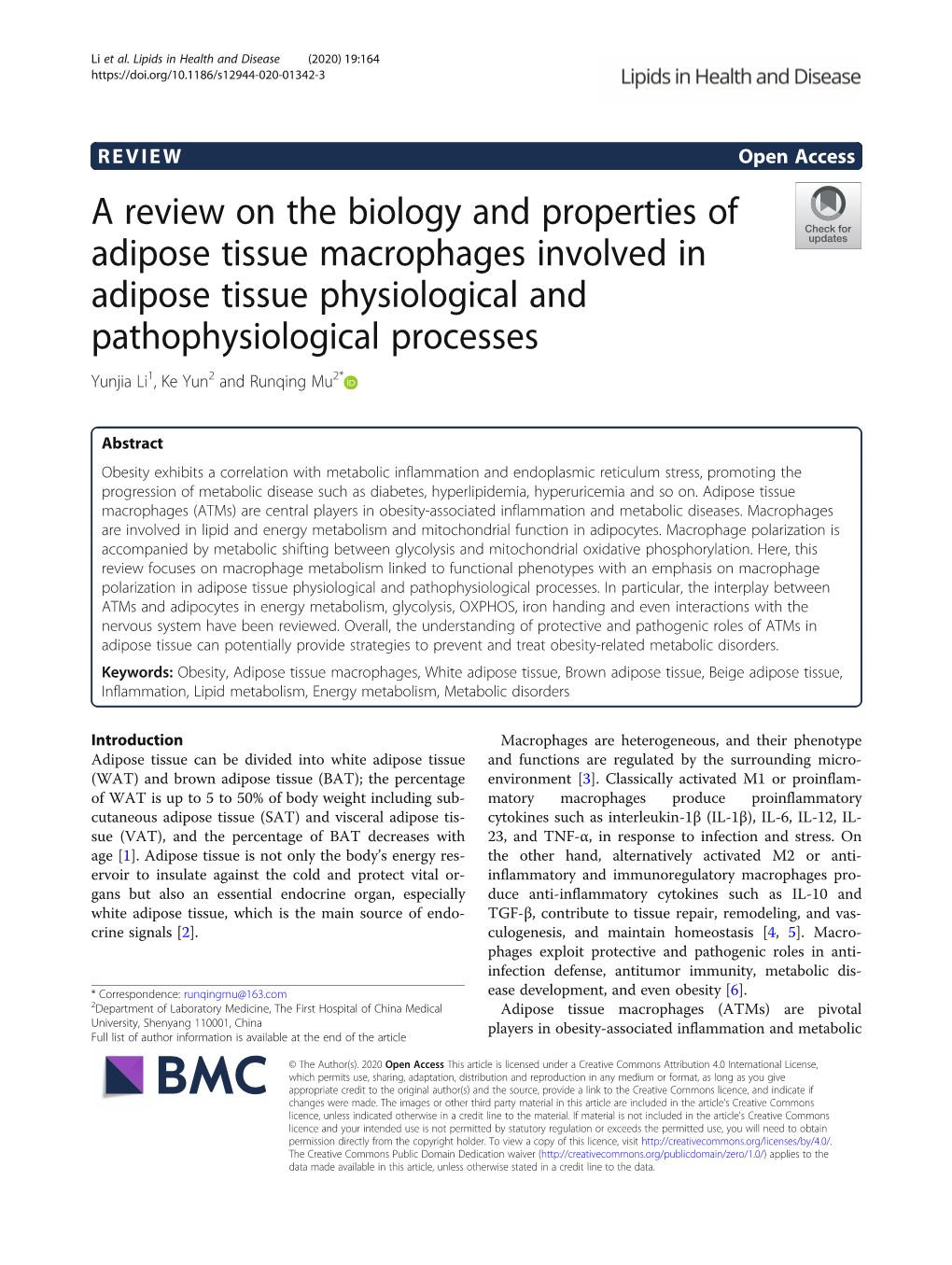 A Review on the Biology and Properties of Adipose Tissue Macrophages