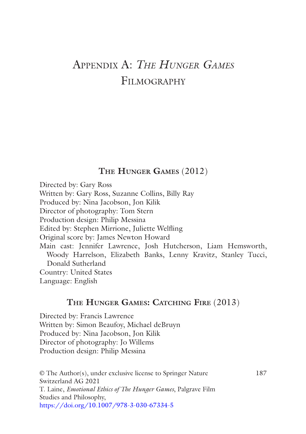 Appendix A: the Hunger Games Filmography