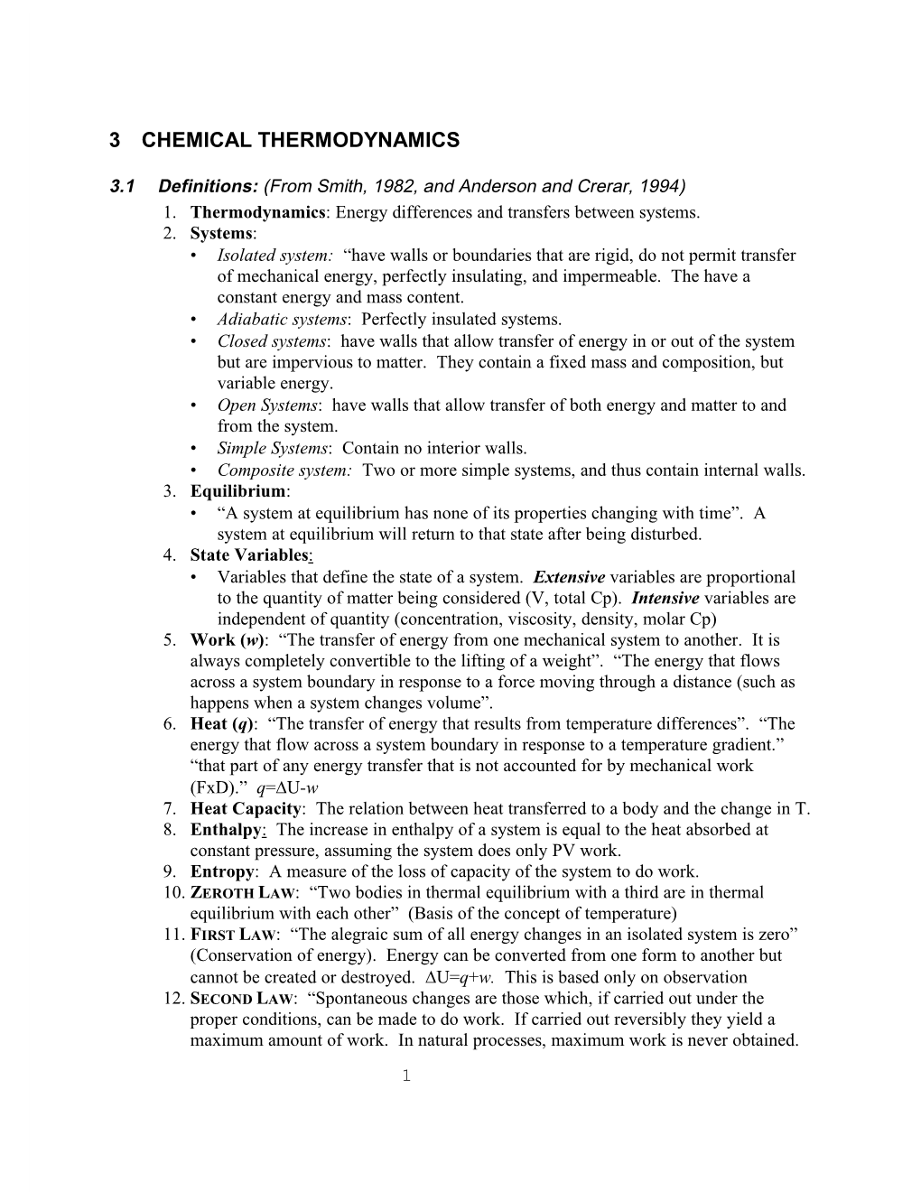 3 Chemical Thermodynamics