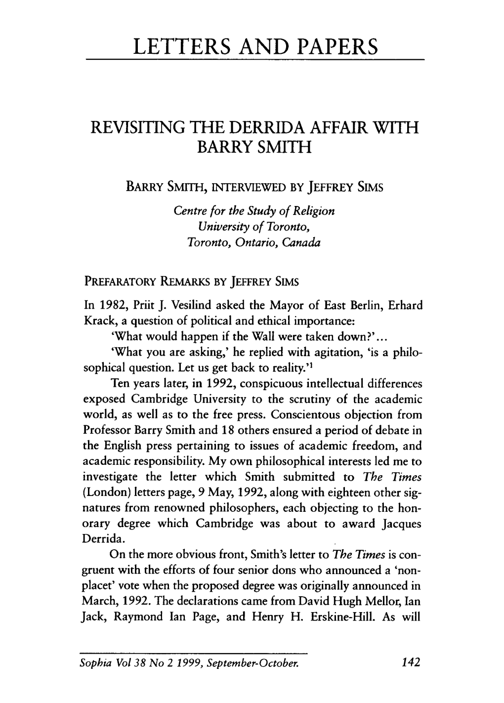 Revisiting the Derrida Affair with Barry Smith