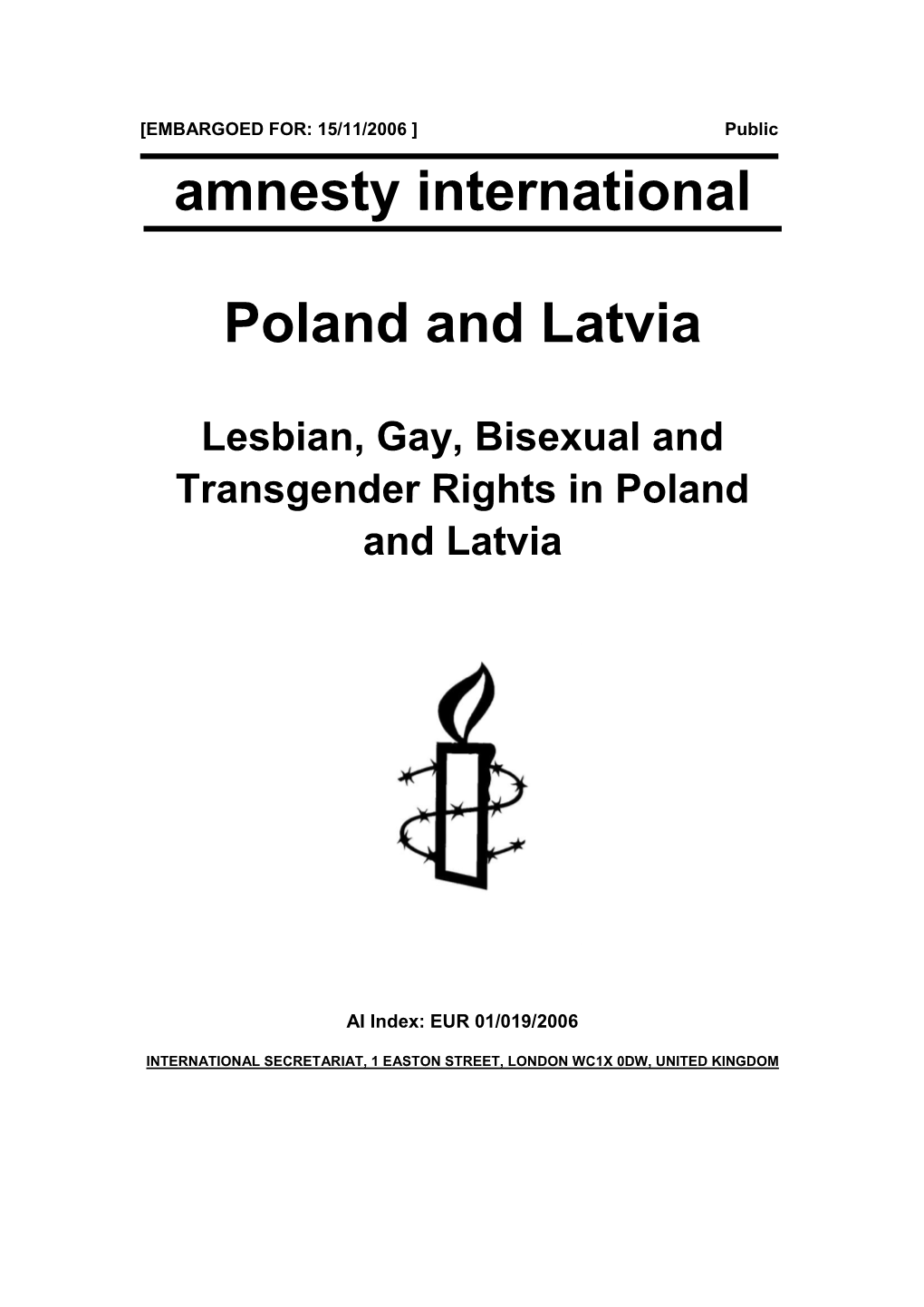 Lesbian, Gay, Bisexual and Transgender Rights in Poland and Latvia