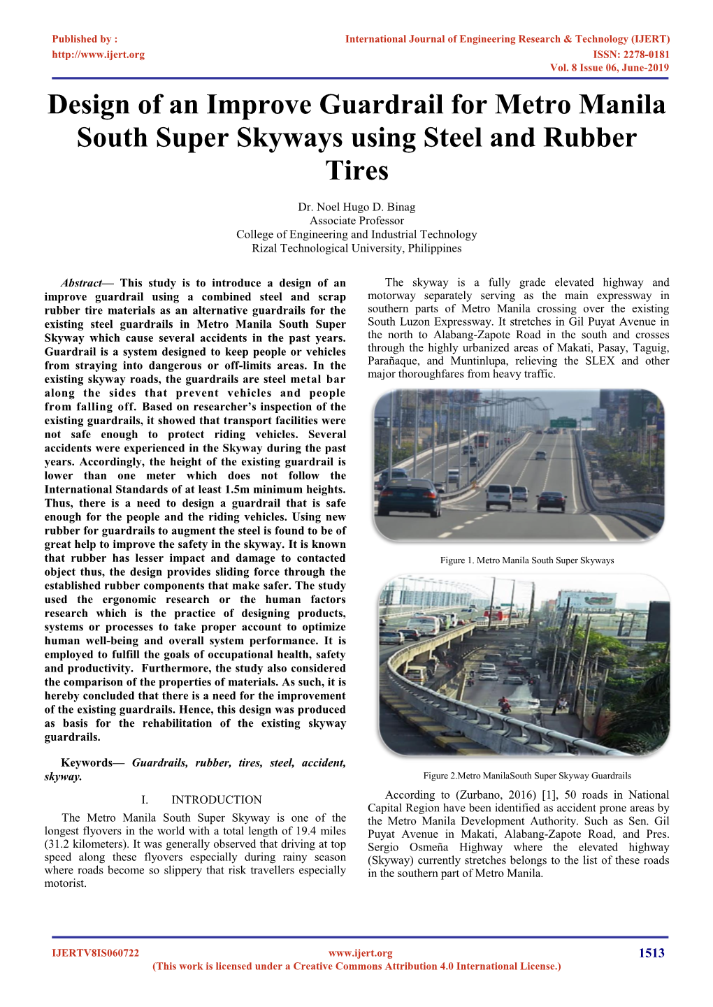 Design of an Improve Guardrail for Metro Manila South Super Skyways Using Steel and Rubber Tires