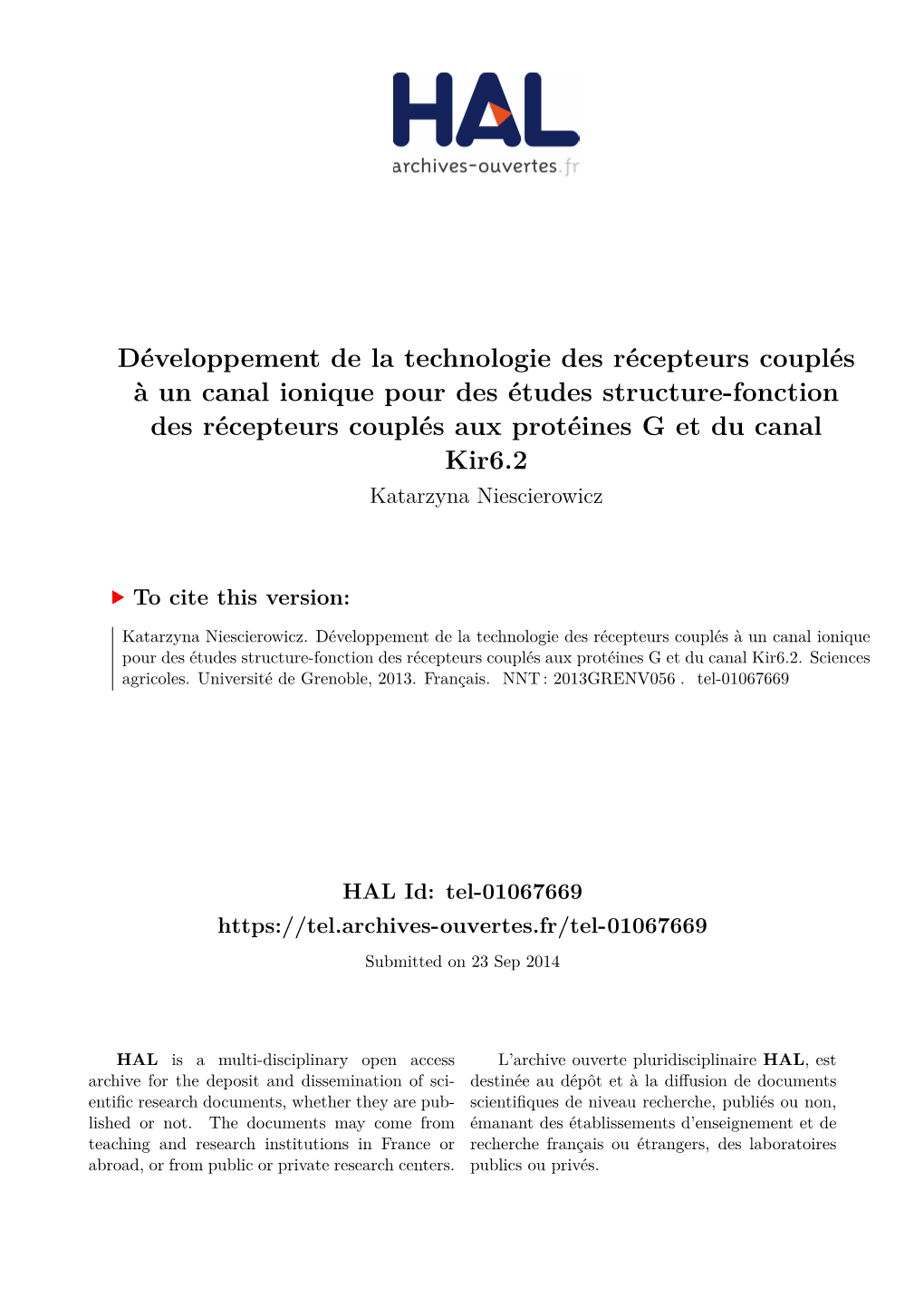 Développement De La Technologie Des Récepteurs Couplés À Un Canal