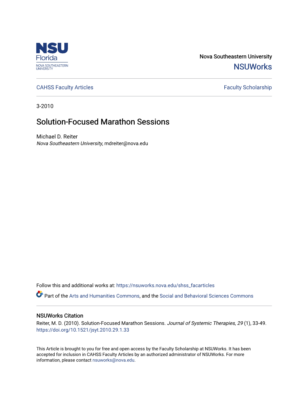Solution-Focused Marathon Sessions