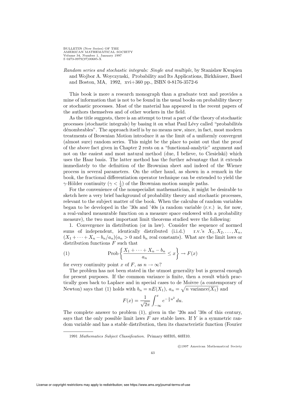 Random Series and Stochastic Integrals: Single and Multiple, By