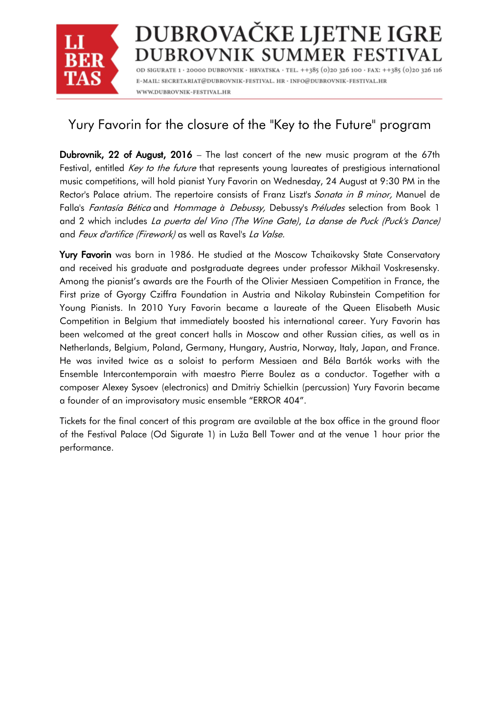 Yury Favorin for the Closure of the "Key to the Future" Program