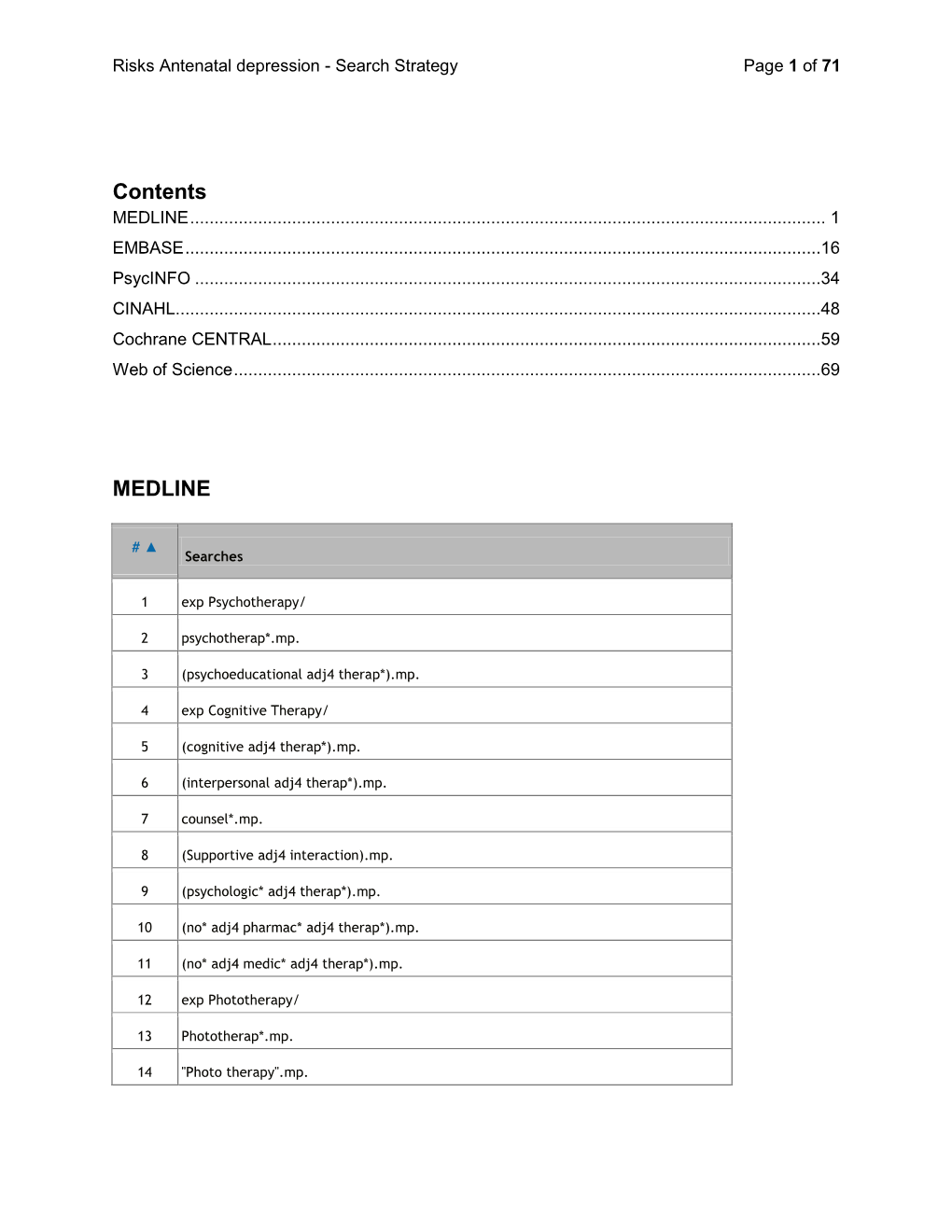 Contents MEDLINE