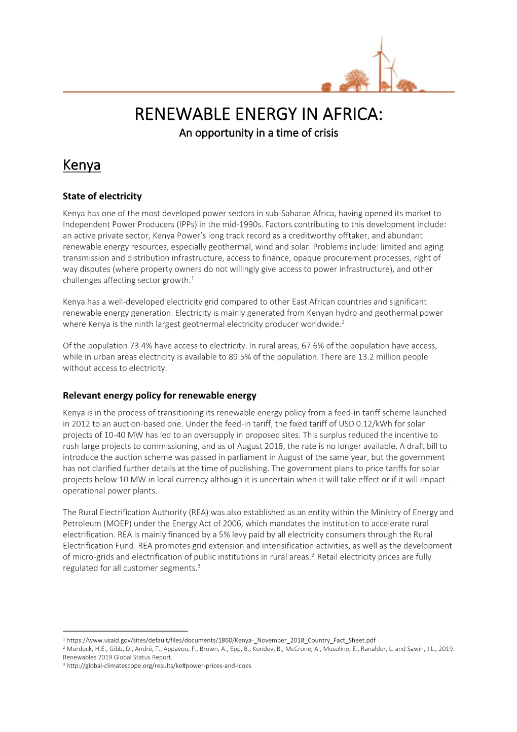 RENEWABLE ENERGY in AFRICA: an Opportunity in a Time of Crisis